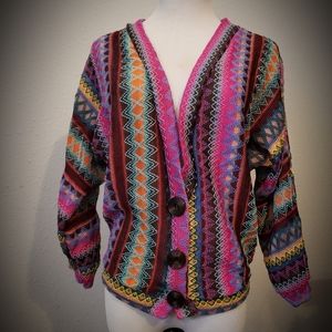Colorful Tribal Knitted Cardigan Sweater S to M
